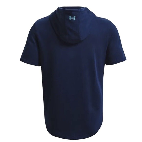 Under Armour Project Rock Terry Short Sleeve Hoodie Academy Blue - Picture 4 of 4